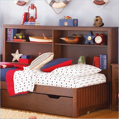 Lea Dillon Wood Frame Bookcase Unit in Distressed Brown Cherry Finish