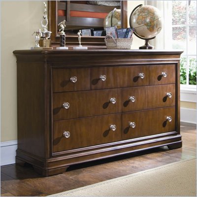 Lea Elite Classics 7 Drawer Double Dresser in Brown Cherry Finish