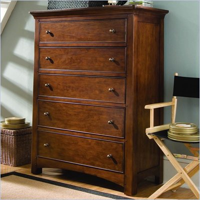 Lea Elite Crossover 5 Drawer Chest in Burnished Cherry Finish