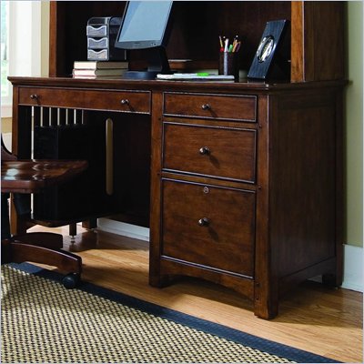 Lea Elite Crossover Wood Top Desk in Burnished Cherry Finish