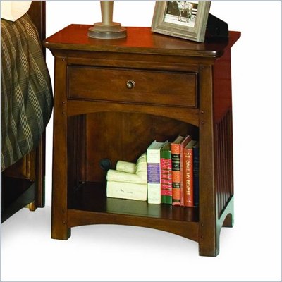 Lea Elite Crossover Wooden Nightstand in Burnished Cherry Finish