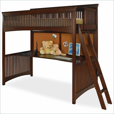 Wooden Twin  Frames on Lea Elite Crossover Wood Frame Loft Bed In Burnished Cherry Finish