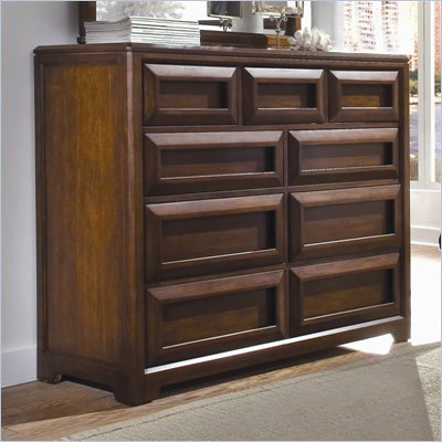 Lea Elite Expressions Kids 9 Drawer Double Dresser in Root Beer Cherry Finish