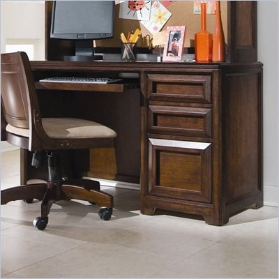 Lea Elite Expressions Kids Student Wood Computer Desk in Root Beer Cherry Finish