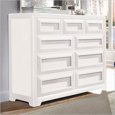 Lea Elite Reflections Kids 9 Drawer Double Dresser in Aspen White Finish