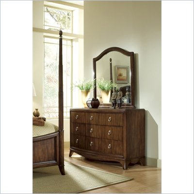 Lea Elite Rhapsody Wood Dresser and Landscape Mirror Set in Cherry