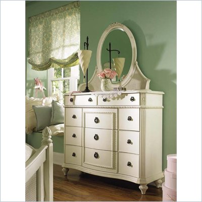 Lea Emma's Treasures Bureau Triple Dresser and Mirror Set in White
