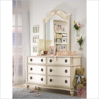 Lea Emma's Treasures 6 Drawer Double Dresser and Mirror Set in White