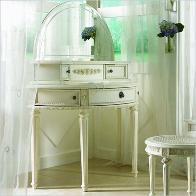 Lea Emma's Treasures Small Bedroom Wood Makeup Vanity Table with Mirror