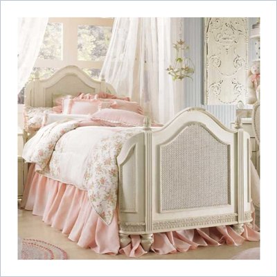 Lea Emma's Treasures Kids Mansion Panel Bed in Vintage White Finish