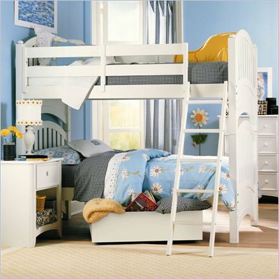 Lea Getaway Twin over Twin Wood Bunk Bed in White Finish