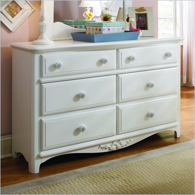 Lea Haley 6 Drawer Double Dresser in White Finish