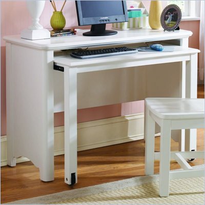 Lea Haley Kids Wood Top Student Desk in White Finish