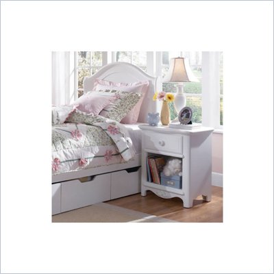 Lea Haley Wood Top Nightstand in White Finish