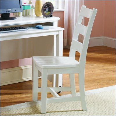 Lea Haley Wood Frame Desk Chair in White Finish