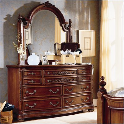 Lea Jessica McClintock Heirloom 7 Drawer Double Dresser and Mirror Set
