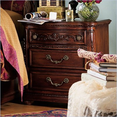 Lea Jessica McClintock Heirloom 3 Drawer Nightstand with Dark Cherry Wood Finish