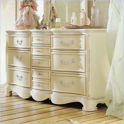 Lea Jessica McClintock Romance 10 Drawer Triple Dresser with Antique White Wood Finish
