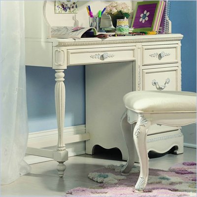 Lea Jessica McClintock Romance 4 Drawer Wood Student Desk in Antique White