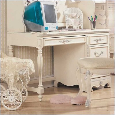 Lea Jessica McClintock Romance 3 Drawer Wood Student Computer Desk in Antique White
