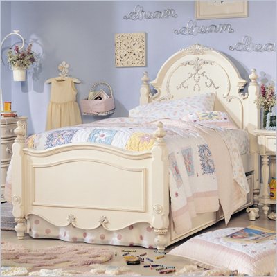 Lea Jessica McClintock Romance Kids Twin Panel Bed in Antique White Finish