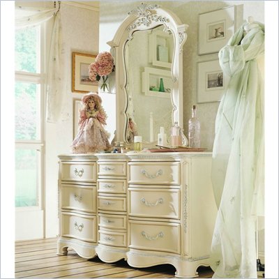 Lea Jessica McClintock Romance Dresser and Mirror Set in Antique White