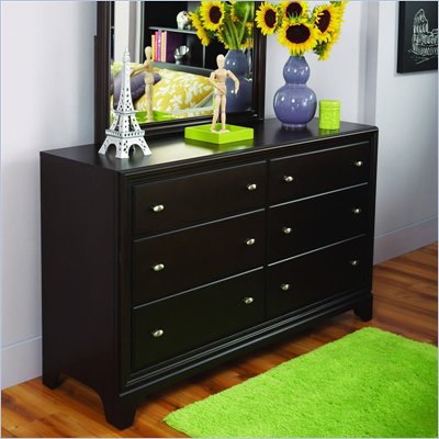 Lea Midtown 6 Drawer Double Dresser in Dark Cherry Finish