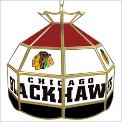 Trademark NHL Chicago Blackhawks Stained Glass Tiffany Lamp - 16 inch diameter