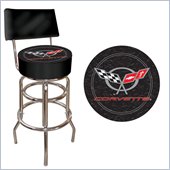 Trademark Retro Corvette C5 Padded Bar Stool with Back - Black