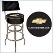 ADD TO YOUR SET: Trademark Retro Chevrolet Padded Bar Stool with Back - Black/Silver