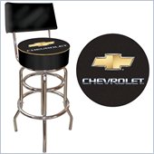 Trademark Retro Chevrolet Padded Bar Stool with Back - Black/Silver