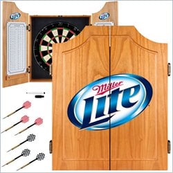 Trademark Miller Lite Dart Cabinet Includes Darts and Board by Trademark Global