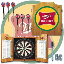 Trademark Miller High Life Dart Cabinet Includes Darts and Board by Trademark Global
