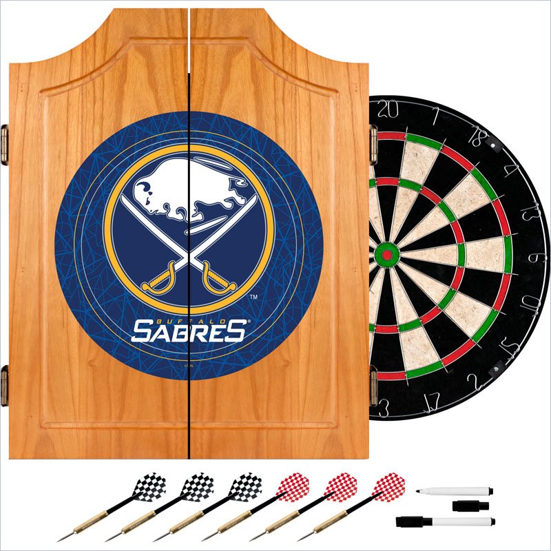 Trademark NHL Buffalo Sabers Dart Cabinet includes Darts and Board