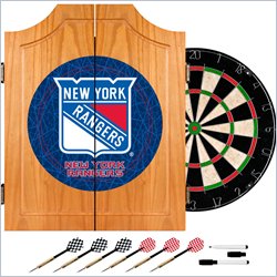 Trademark NHL New York Rangers Dart Cabinet includes Darts and Board