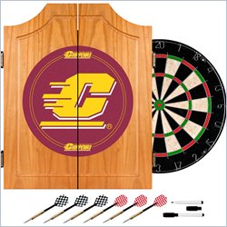 Trademark Central Michigan University Dart Cabinet w/ Darts and Board