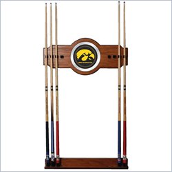 Trademark University of Iowa Wood and Mirror Wall Cue Rack