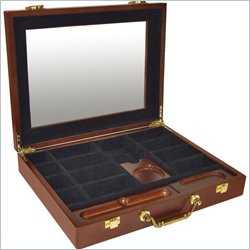 Trademark Premium Wood Poker Chip Case With Cigar Tray 240 Capacity by Trademark Global