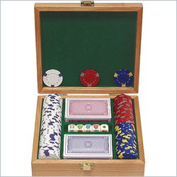 Trademark 100 13 gm Pro Clay Casino Chips w/Beautiful Solid Oak Case