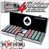 Trademark Global 4 Aces 500 11.5g Poker Chip Set with Aluminum Case