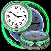 Trademark Global 14 Inch Double Ring Neon Clock in Green