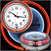 Trademark Global 14 Inch Double Ring Neon Clock in Red 