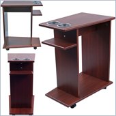 Trademark Global Drink and Food Cart with Cup Holders on Wheels in Mahogany