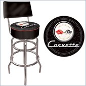 Trademark Global Corvette C1 Padded Bar Stool with Backrest in Black