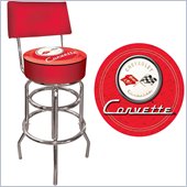 Trademark Global Corvette C1 Padded Bar Stool with Back in Red 