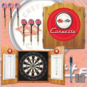 Trademark Global Corvette C1 Dart Cabinet Includes Darts and Board in Red