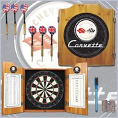 Trademark Global Corvette C1 Dart Cabinet Includes Darts and Board in Black