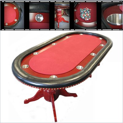 Trademark 90" Texas Holdem Poker table with Racetrack in Red