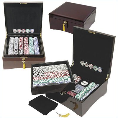 Trademark 750 HIGH ROLLER Poker Chip Set With Polished Laquer Finish Case