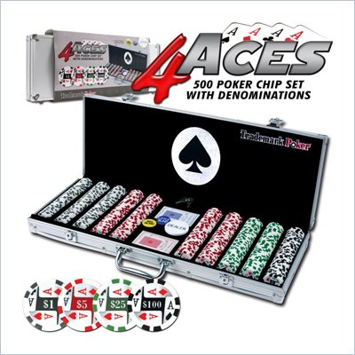 Trademark Global 4 Aces 500 11.5g Poker Chip Set with Aluminum Case